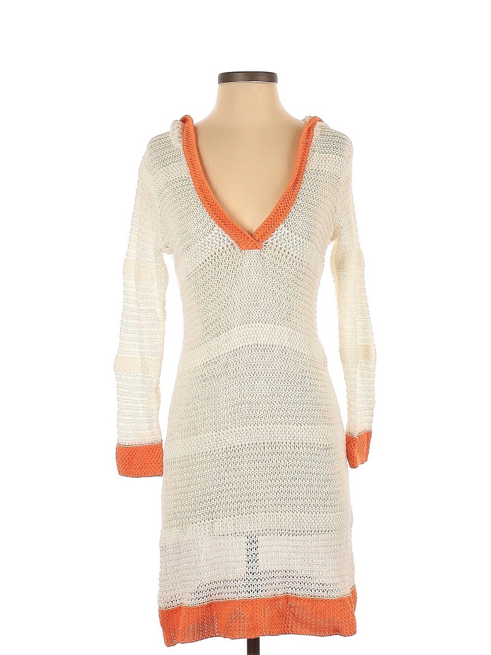 Tommy Bahama Cream Crochet Swim Coverup with Orange Trim